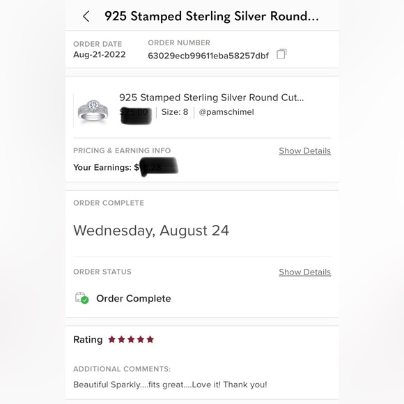 925 Stamped Sterling Silver Round Cut Diamond Ring - Picture 9 of 9